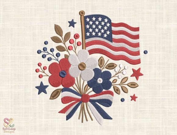 Download Patriotic Floral Embroidery Design - Embroidery design Collection