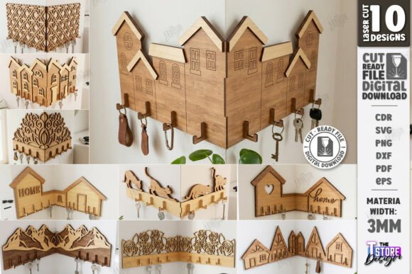 Download Wall Corner Key Holders Laser Cut Bundle - Laser cut bundle Collection