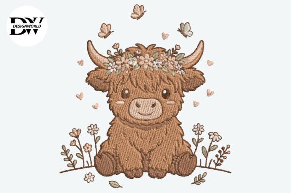 Download Cute Baby Highland Cow Embroidery Design - Embroidery design Collection