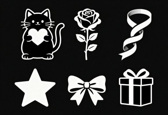 Download Cute Cat Rose Gift Bow Star Ribbon SVG - Star Collection