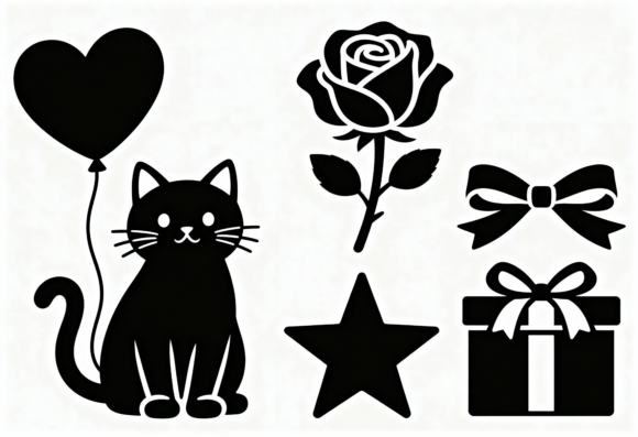 Download Cute Cat Rose Gift Star Balloon SVG - Star Collection