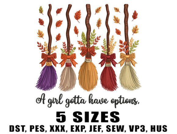 Download Cute Fall Witch Brooms Embroidery Design - Embroidery design Collection