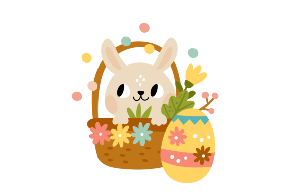 Download Rabbit in Basket with Patterned Egg. Eas - Premium Resources