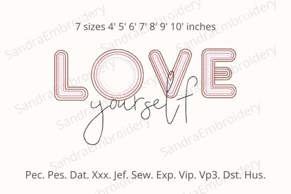 Download Love Yourself Embroidery Design - Embroidery design Collection
