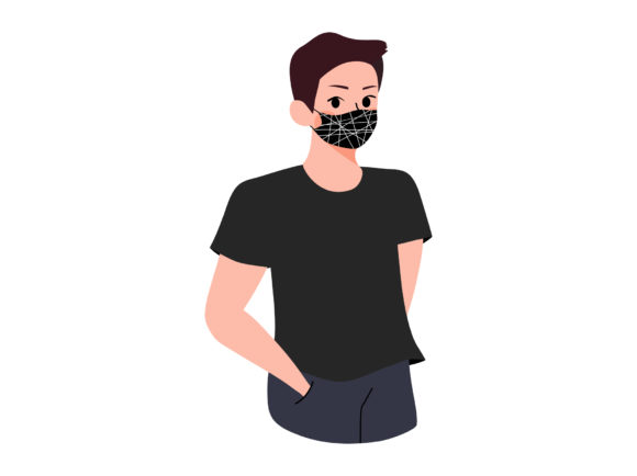 Download Man Wearing Patterned Face Mask - Premium Resources