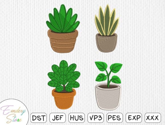Download Potted Plant Embroidery Design Set - Embroidery design Collection