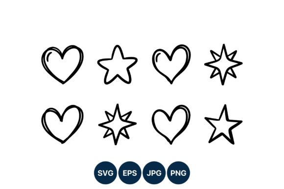 Download Hand Drawn Hearts and Stars Vector Set - Star Collection