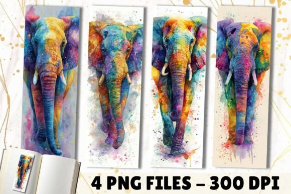 Download Watercolor Elephant Splash Art Bookmark - Splash Collection