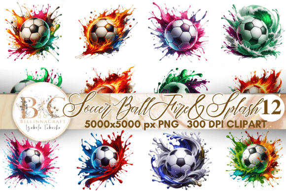 Download Watercolor Soccer Ball Fire and Splash - Splash Collection